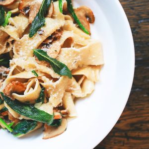 pasta dish on white plate