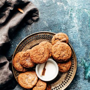 platter of cookies on top of blue surface