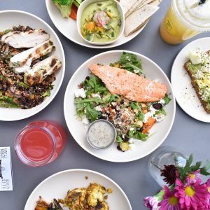 flat-lay photography of assorted-variety of stir fried and vegetable foods