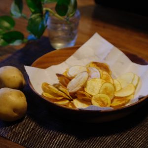 chips on white ceramic plate