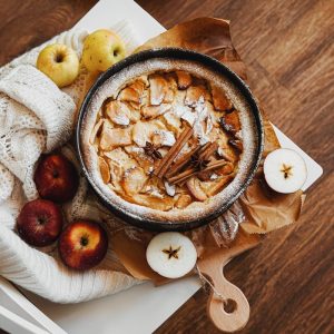 pie on black tray