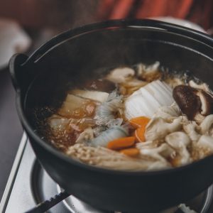 cooked food on black cooking pan