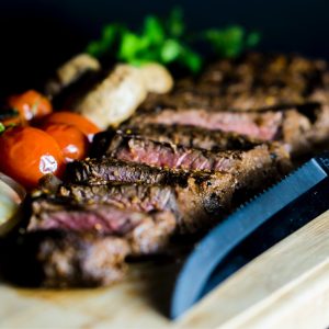 grilled steak near steak knife