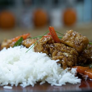 rice with fried meat and rice