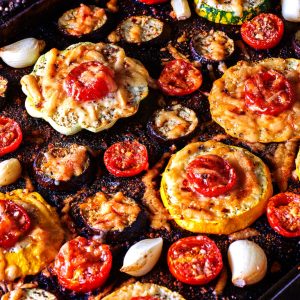 cooked food on black plate