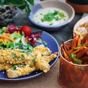 vegetables and breaded dishes