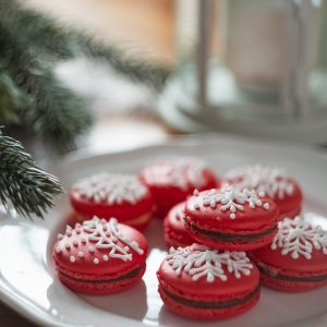 white-and-red French macaroons